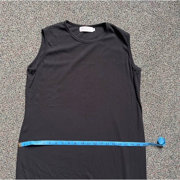 Modest Black Ribbed Stretchy Sleeveless Layering Round High Neck Maxi Midi Dress - Picture 15 of 16